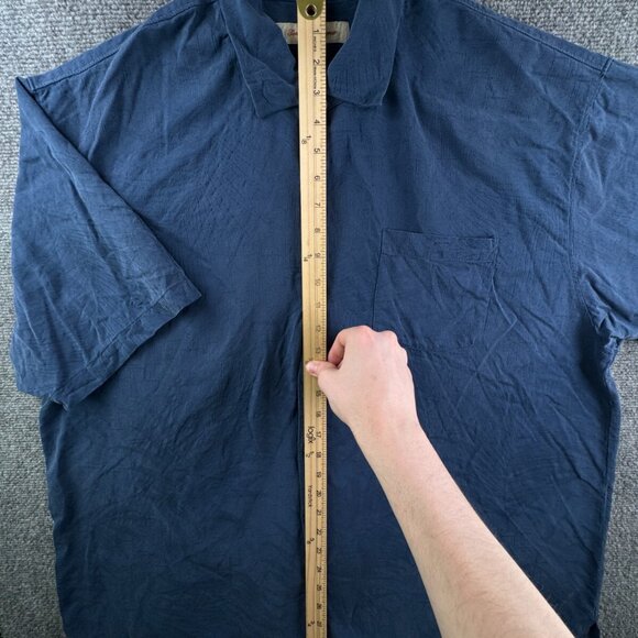 Tommy Bahama Men Silk Button Up Shirt Short Sleeve Hawaiian Blue XLX Wide Floral - Picture 2 of 14